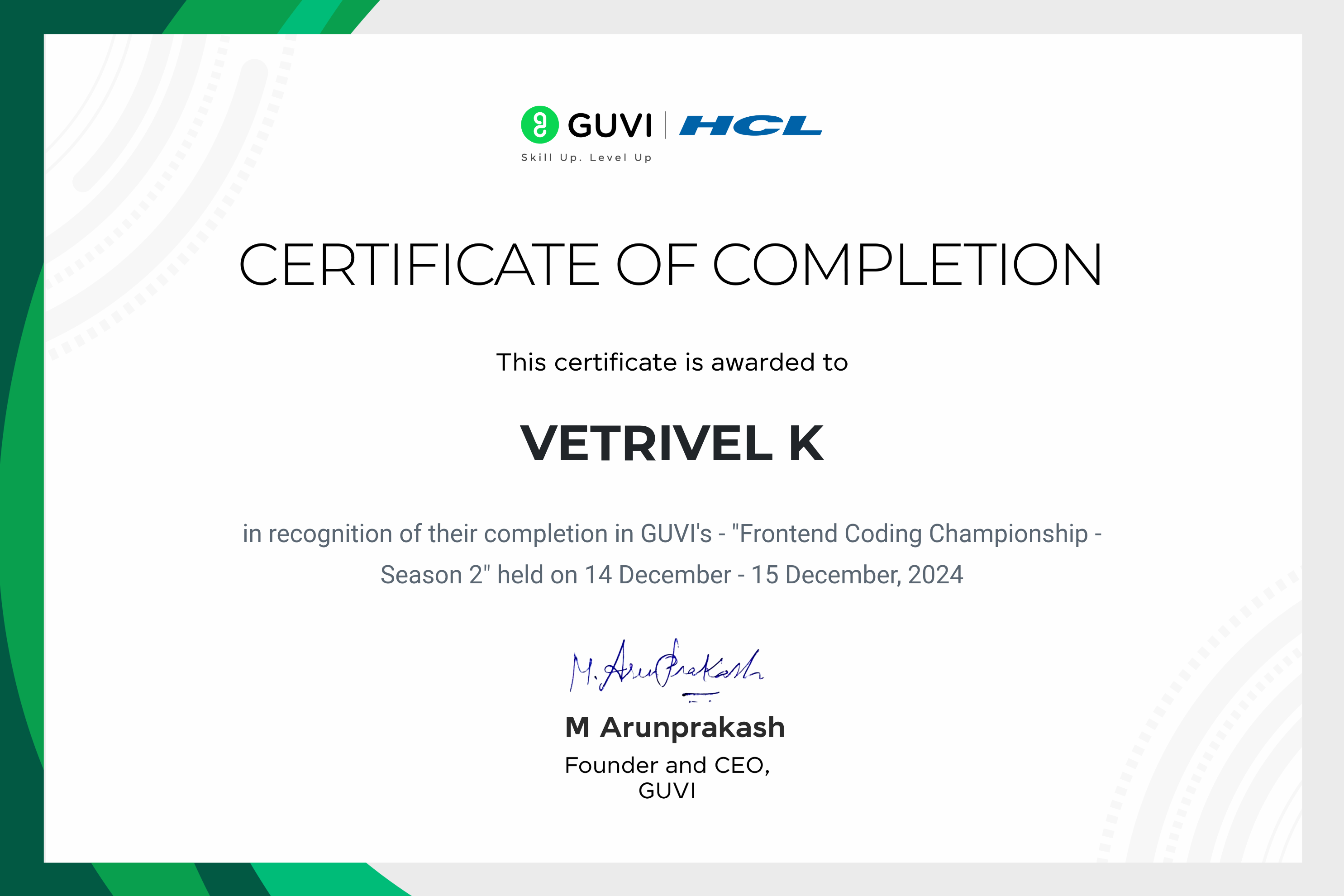 Frontend Certificate